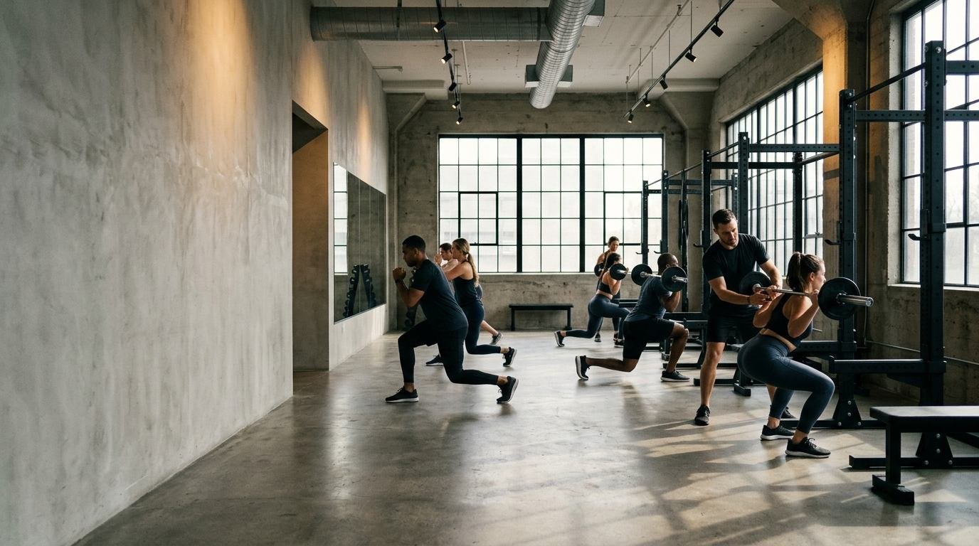 Clase grupal entrenando en Bunker Training Club